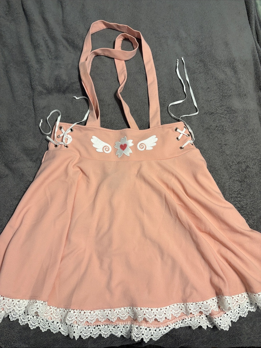 Midnight Hour Peach A-Line Dress with Winged Heart Appliqué